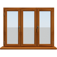 Трехстворчатое деревянное окно из лиственницы Модель 093 Светлый дуб